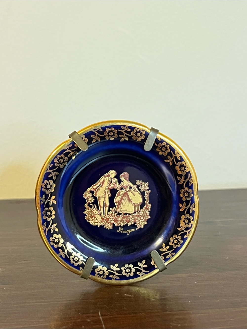 Vintage Limoges France mini plate courting couple porcelain 2.5"